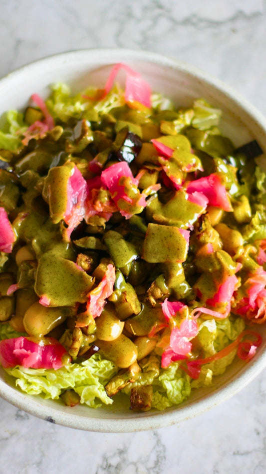 Minimal Protein Salads Ep.1 :  Butter Beans, Aubergine & Cabbage