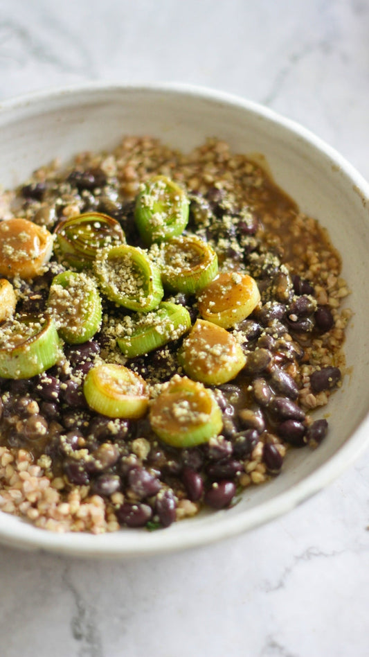 Minimal Protein Salads Ep.3:  Buckwheat, Black Bean and Leek