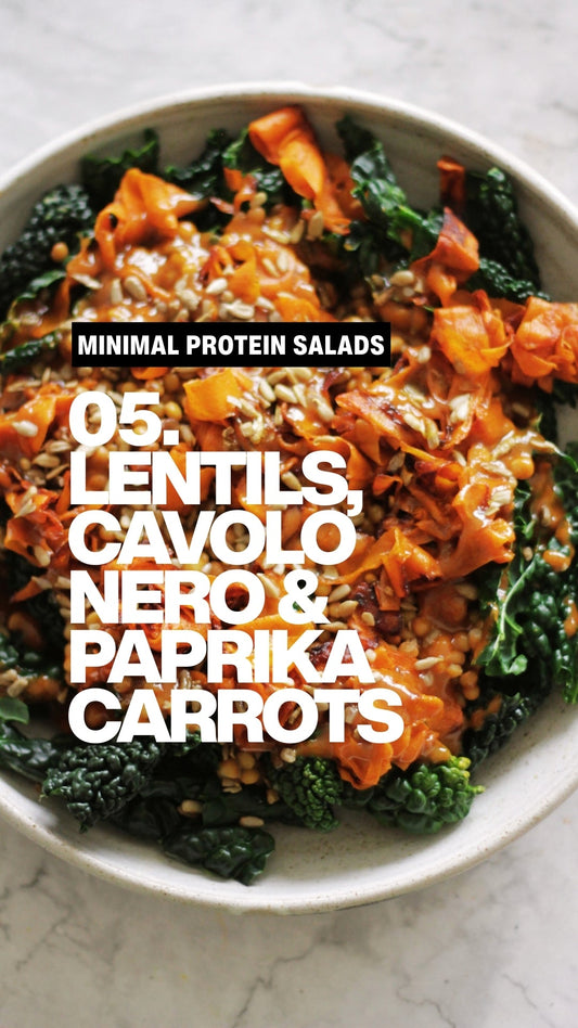 Minimal Protein Salads Ep.5: Cavolo Nero, Lentils & Roasted Carrots