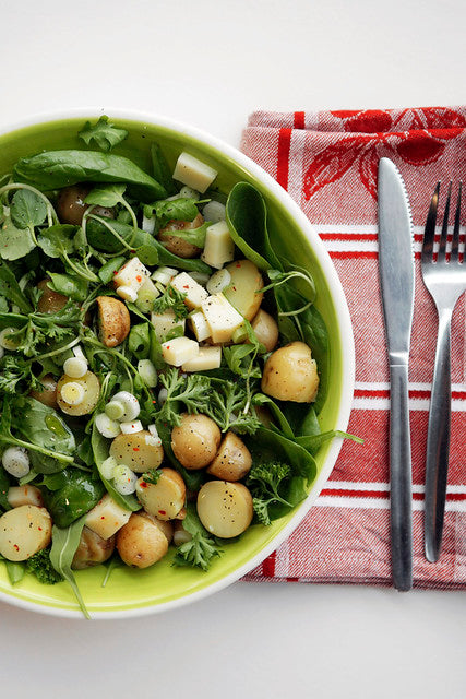 New potatoes, Mature cheddar and Rocket