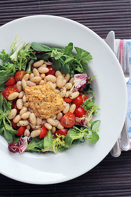 Cannellini Beans, Tomatoes and Hummus
