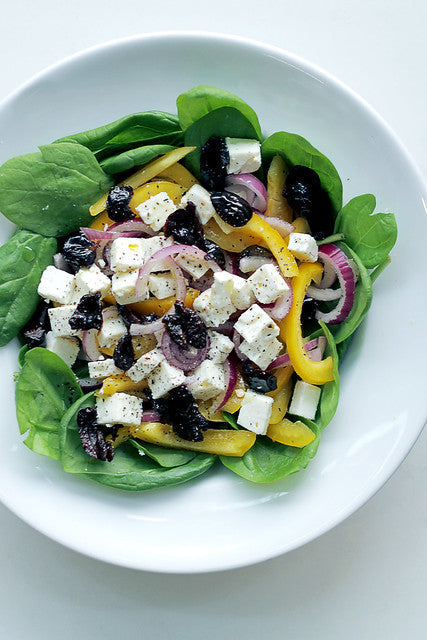 Yellow Pepper, Feta and Red Onions