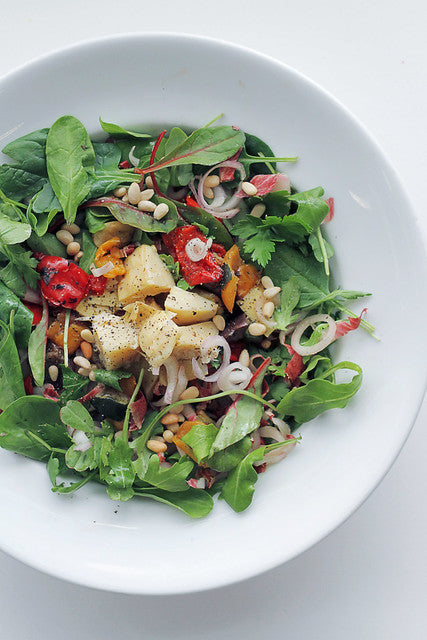 Grilled Vegs, Shallots and Mixed Leaves