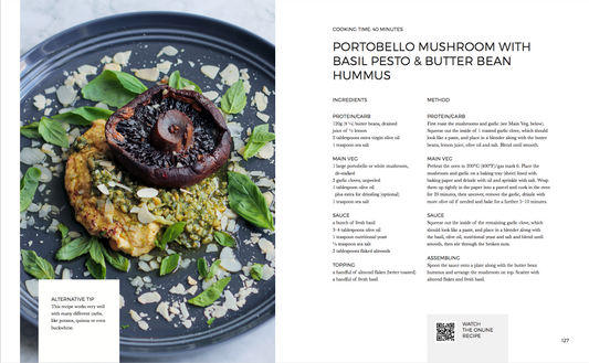 PORTOBELLO MUSHROOM WITH BASIL PESTO & BUTTER BEAN HUMMUS - VIDEO RECIPE