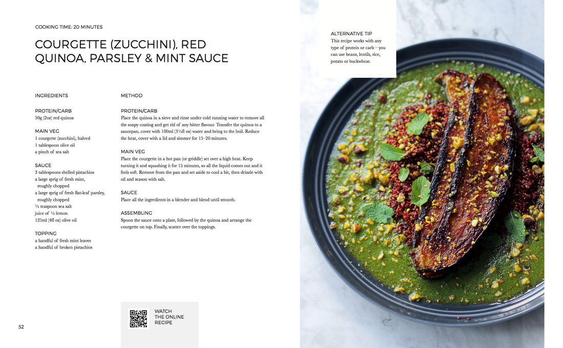 COURGETTE (ZUCCHINI), RED QUINOA, PARSLEY & MINT SAUCE - VIDEO RECIPE