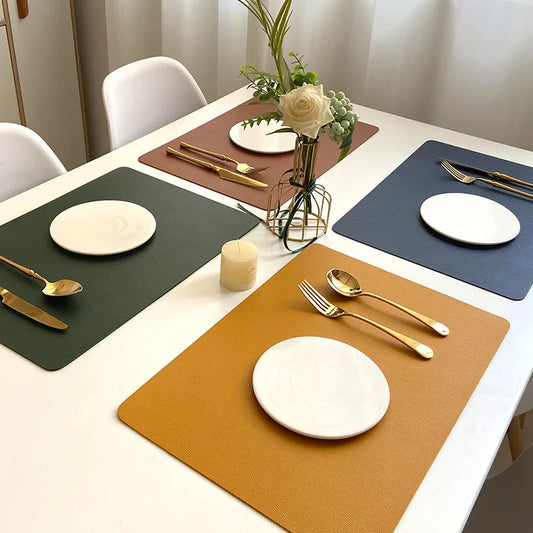 Double-layer Leather Table Mat Waterproof Oil-proof